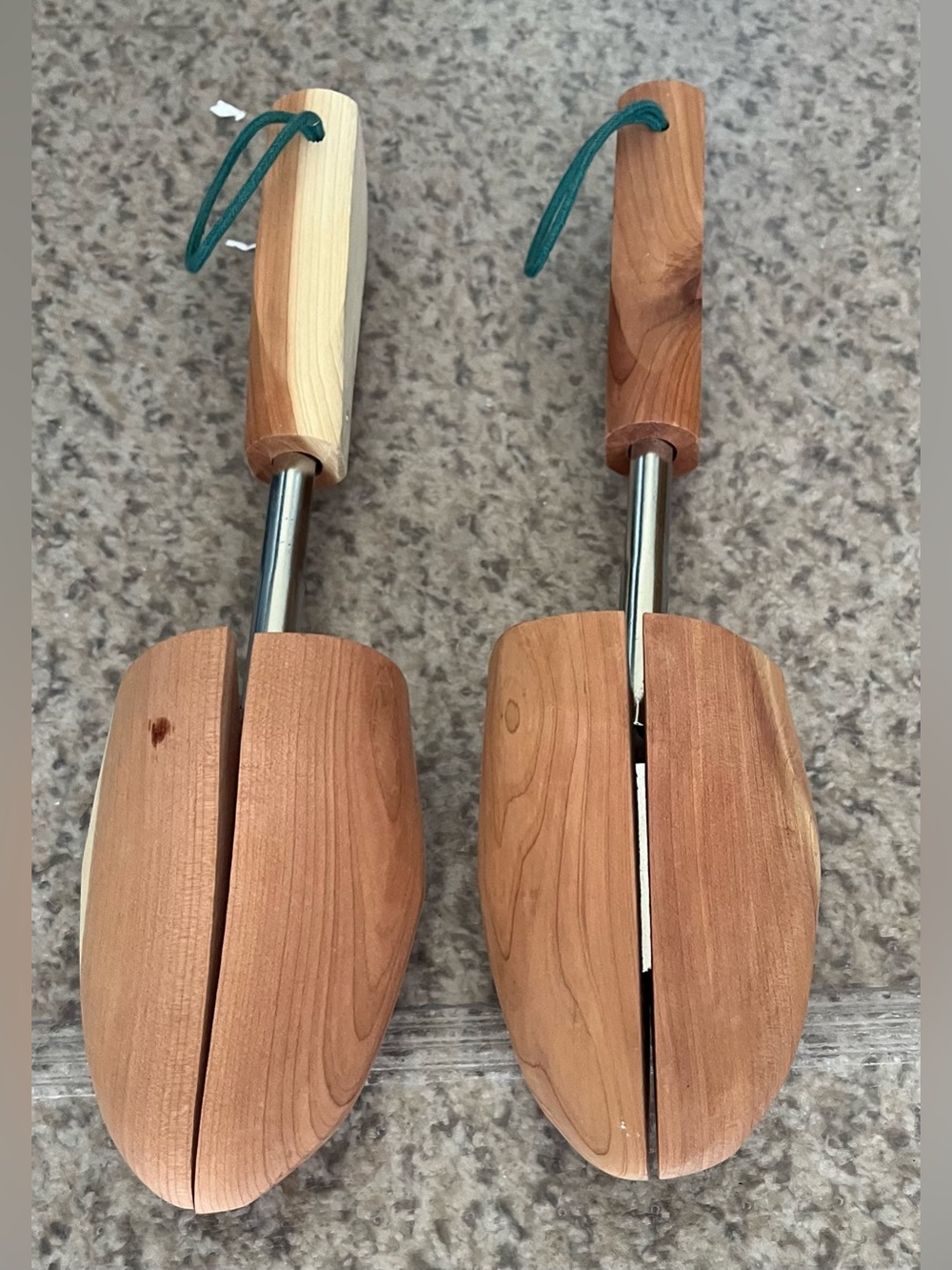 The Container Store Cedar Shoe Trees with Green Cord Handles